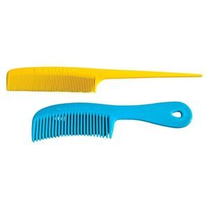 Goody Unbreakable Vintage Rat Tail Comb Yellow‎ 8" and Super Wide Comb Blue 6"